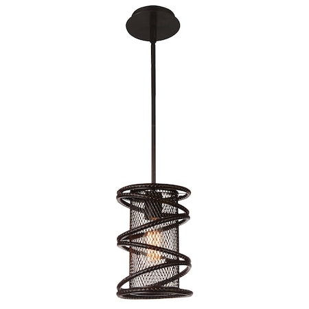 Darya 1 Light Down Mini Pendant With Brown Finish -  CWI LIGHTING, 9700P7-1-197